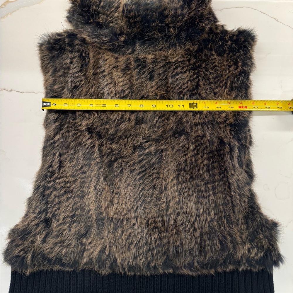 Love Token Rabbit Fur Black Brown Pull Over Vest-S - Picture 8 of 10